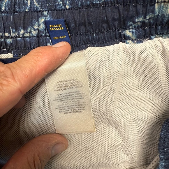 Polo Ralph Lauren‎ Swim Trunks Mens XL Blue White Geometric Yellow Pony Liner - Picture 13 of 14
